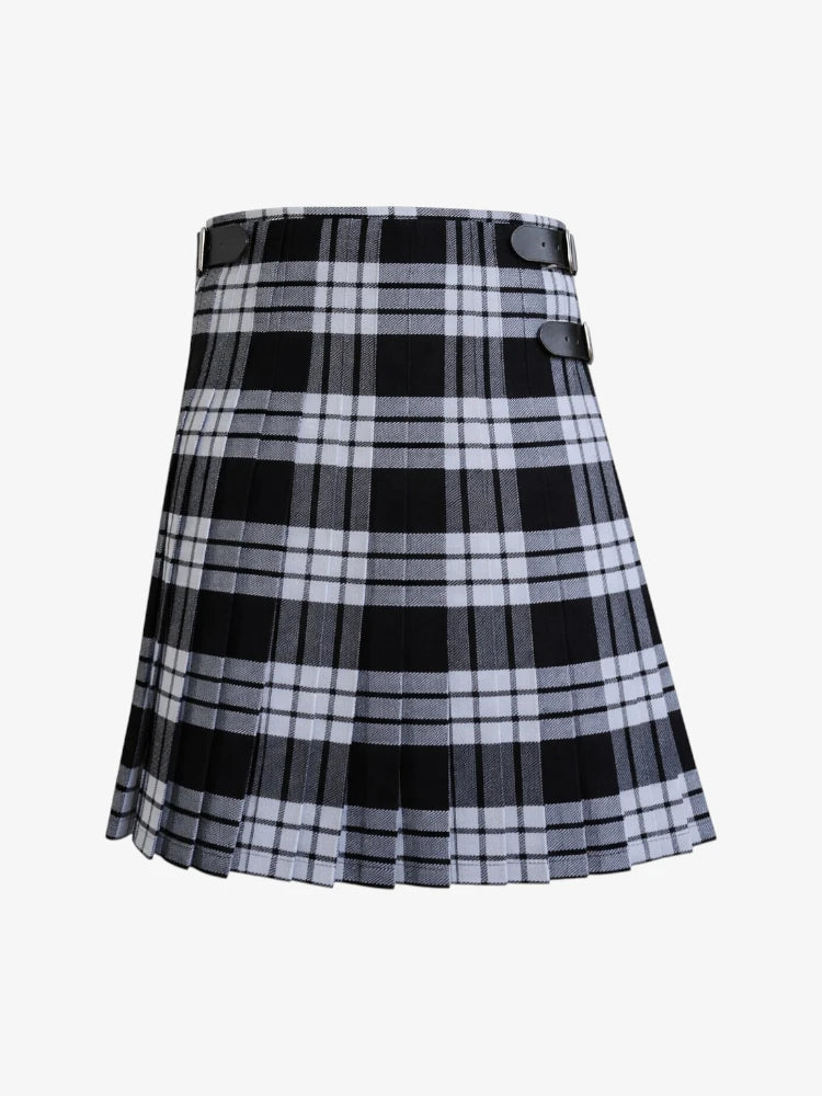 Plaid kilt with a button detail on a white background