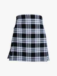 Black and white plaid kilt on a white background