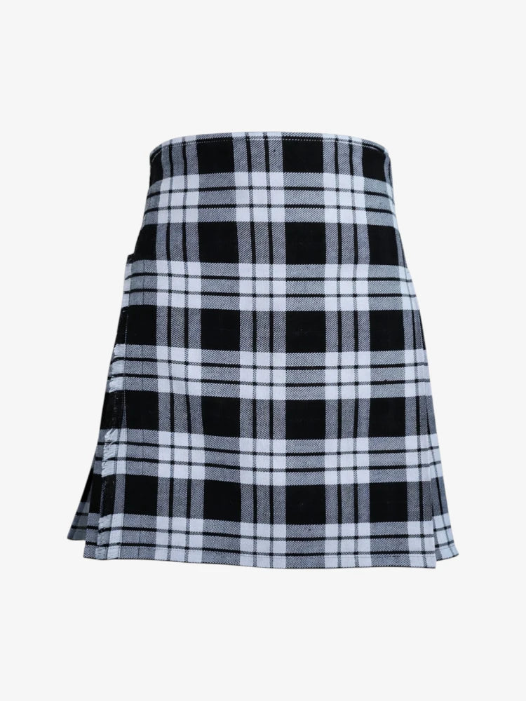 Black and white plaid kilt on a white background