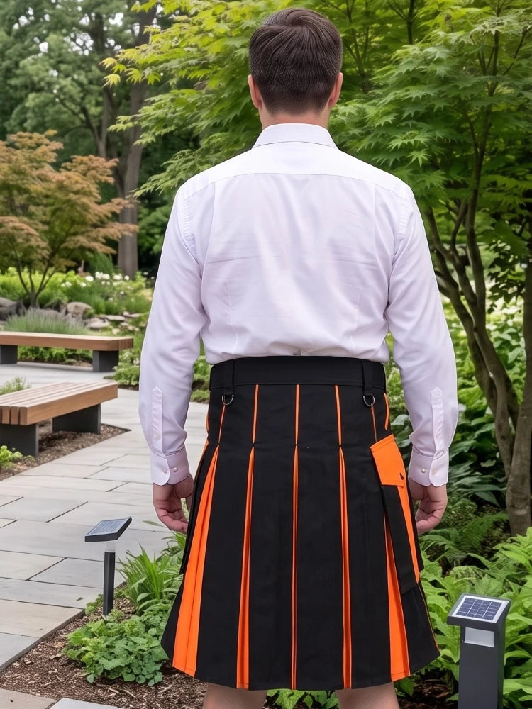 Custom Made Black & Orange Utility Kilt