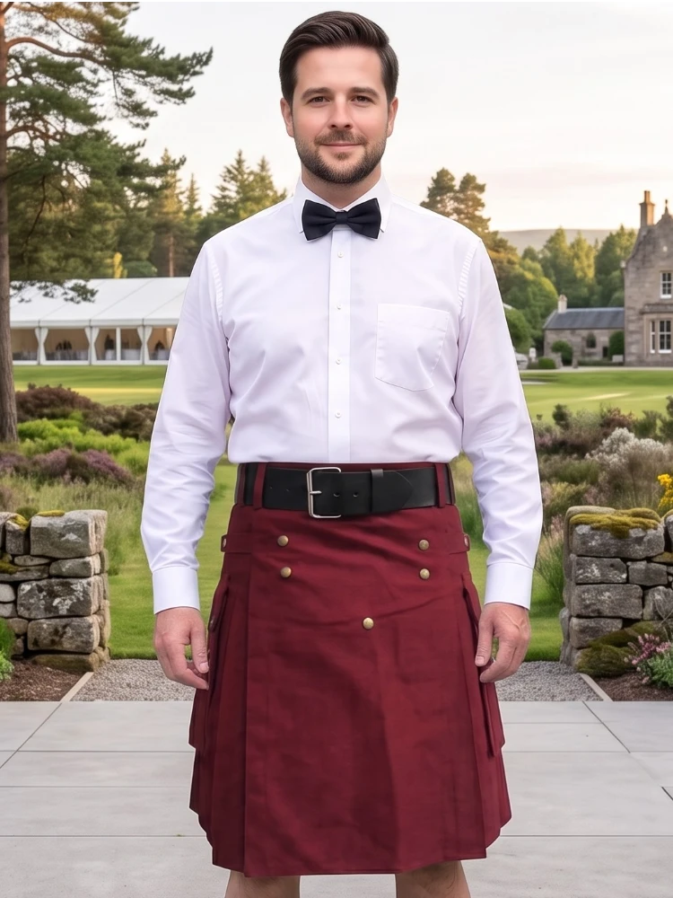 Custom Made Classic Burgundy Utility Kilt