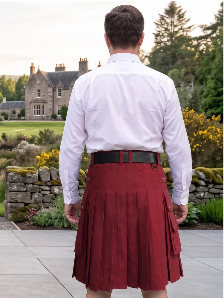 Custom Made Classic Burgundy Utility Kilt