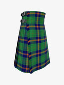 Green plaid kilt with a belt on a white background