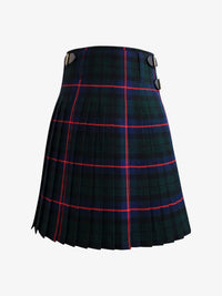 Plaid kilt with black and red pattern on a white background