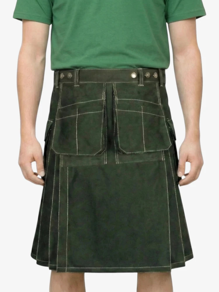 Multi Pockets Black Work Kilt