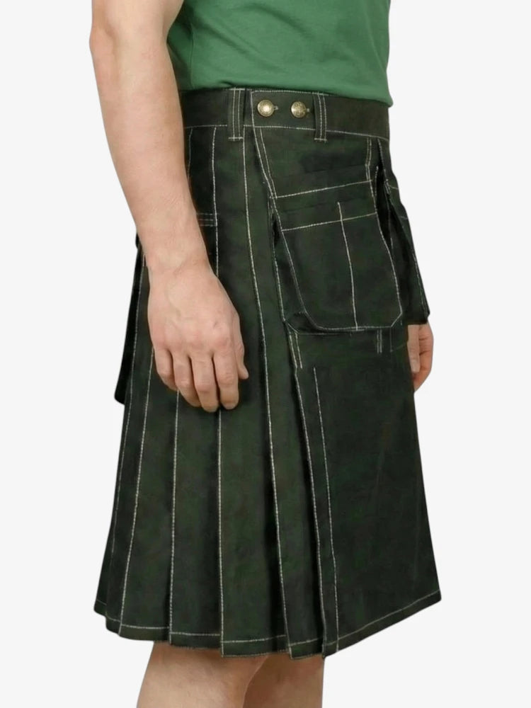 Multi Pockets Black Work Kilt