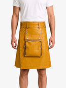 Mustard Yellow Leather Utility Kilt