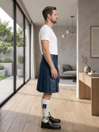 Navey Blue Leather Utility Kilt Right Side
