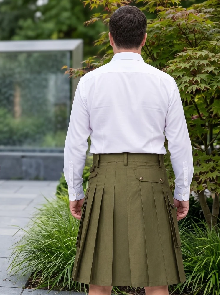 Custom Made Premium Olive Green Utility Kilt