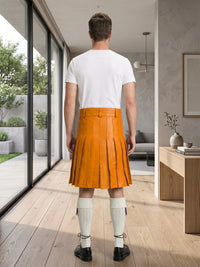 Orange Leather Utility Kilt Back Side