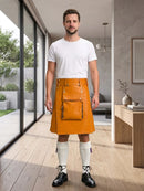 Orange Leather Utility Kilt Front Side
