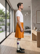 Orange Leather Utility Kilt Right Side