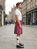 Pink Leather Kilt With Purple Pleats Right Side