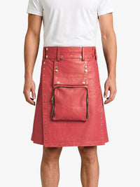 Pink Leather Utility Kilt