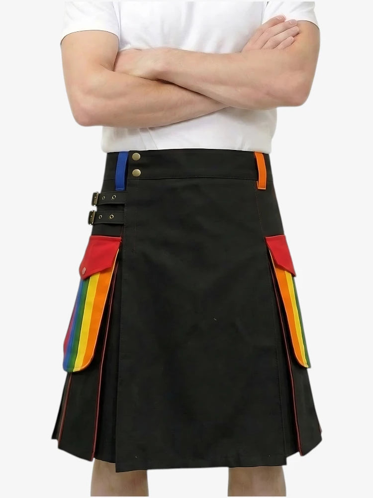 Pride Rainbow Cargo Pockets Kilt