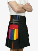 Black kilt with rainbow pocket on a white background