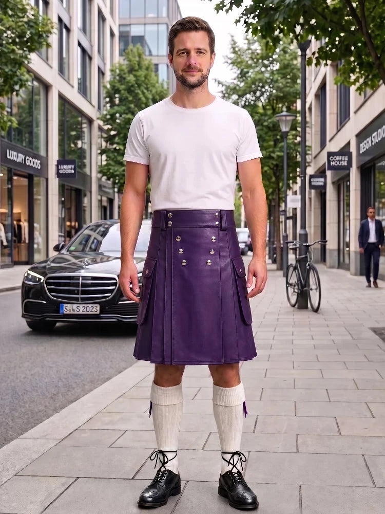 Purple Cow Leather Utility Kilts for Men
