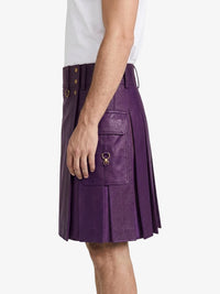Purple Leather Kilt With Purple Pleats