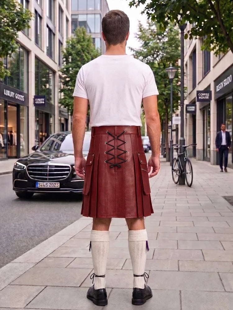 Red Cow Leather Utility Kilts for Men