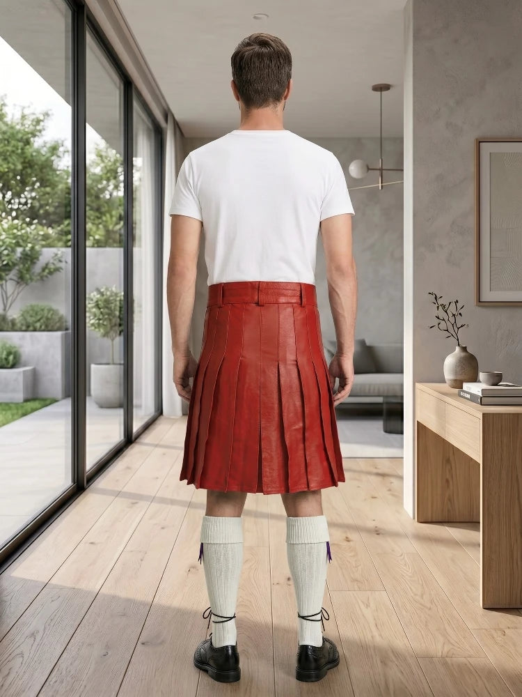 Red Leather Utility Kilt