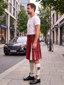Red With White Cowhide Leather Hybrid Utility Kilt