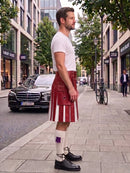 Red With White Cowhide Leather Hybrid Utility Kilt