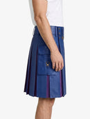 Royal Blue Leather Kilt With Purple Pleats Right 