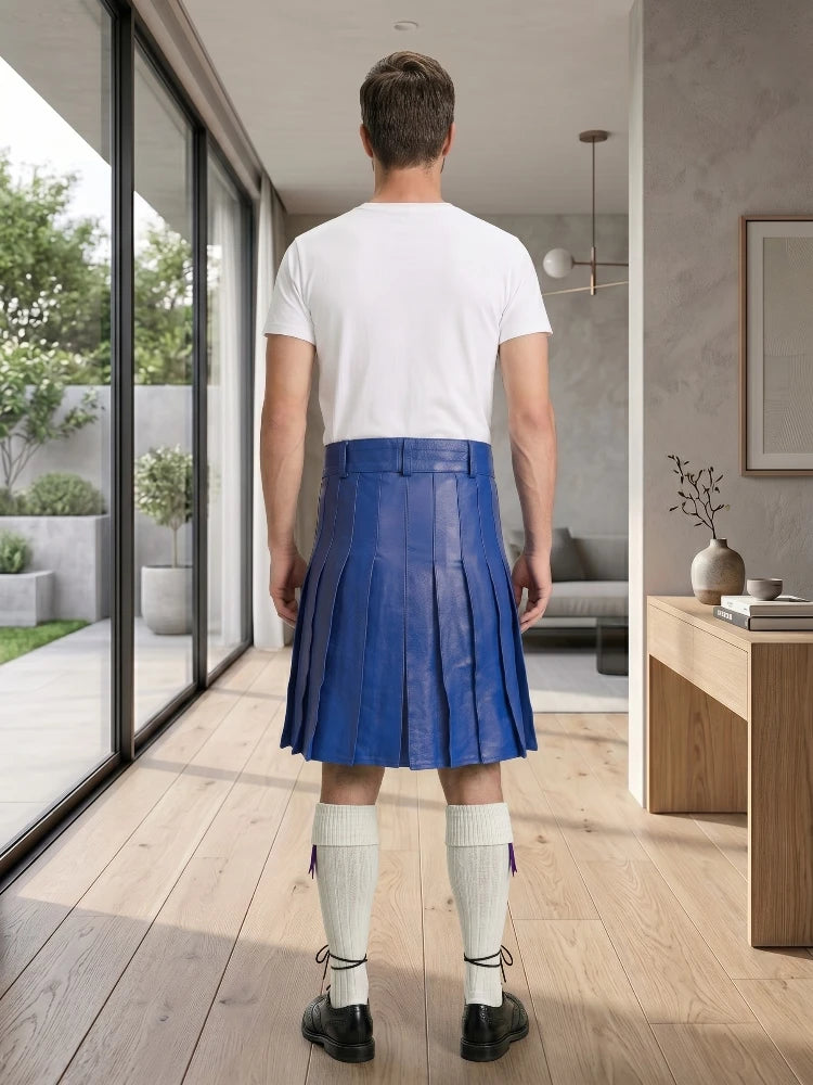 Royal Blue Leather Utility Kilt