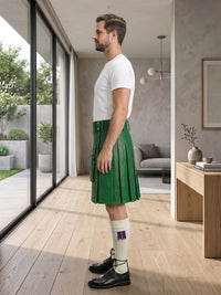 Standard Green Leather Utility Kilt Left Side