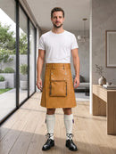 Tan Leather Utility Kilt Front Side