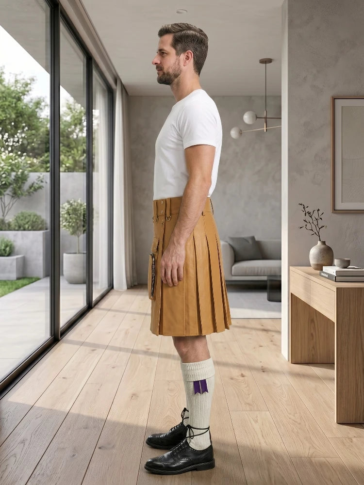 Tan Leather Utility Kilt