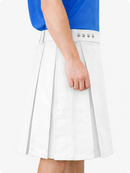 White Genuine Leather Utility Kilt with Studded Waistband