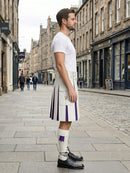 White Leather Kilt With Purple Pleats Right Side