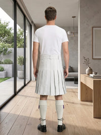 White Leather Utility Kilt Back Side