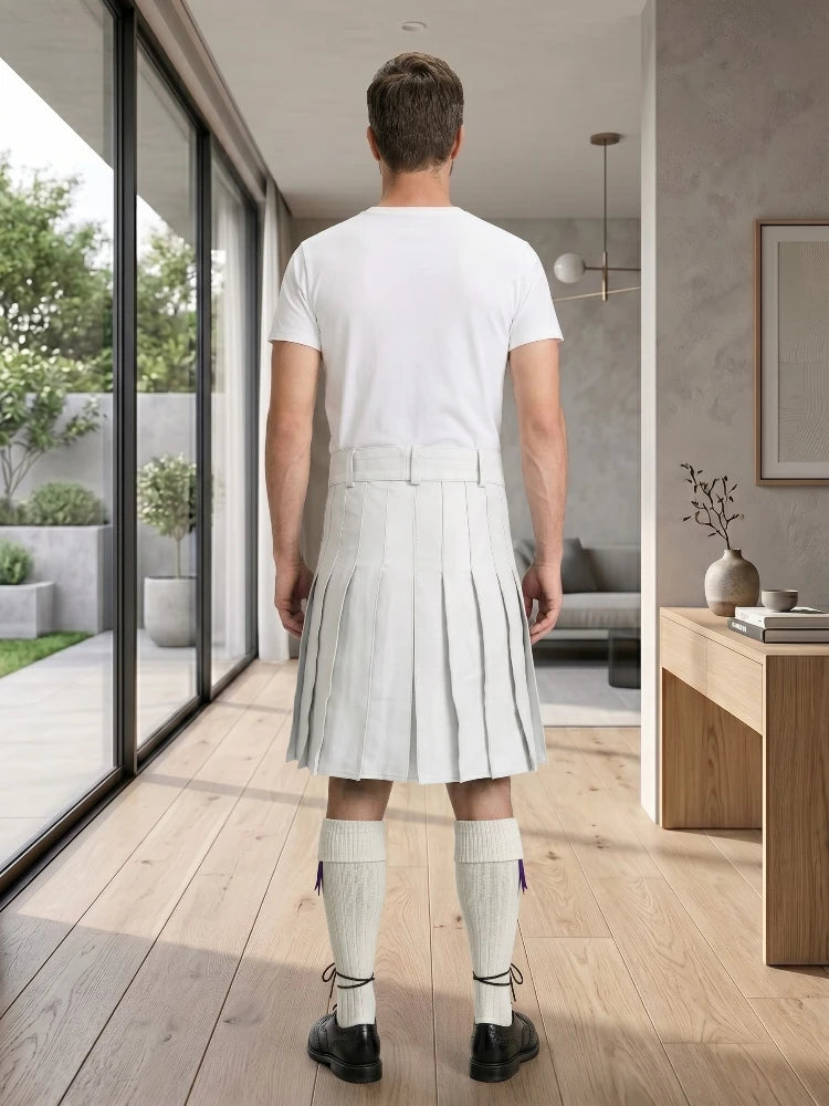 White Leather Utility Kilt