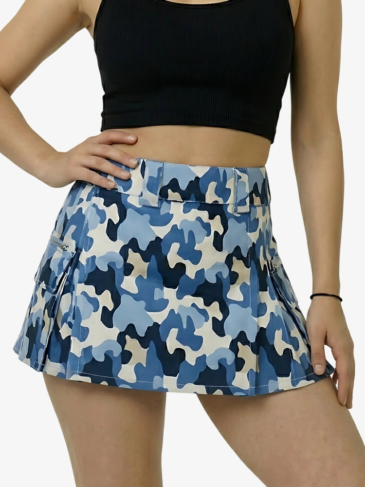 Women Blue Camouflage Utility Kilt