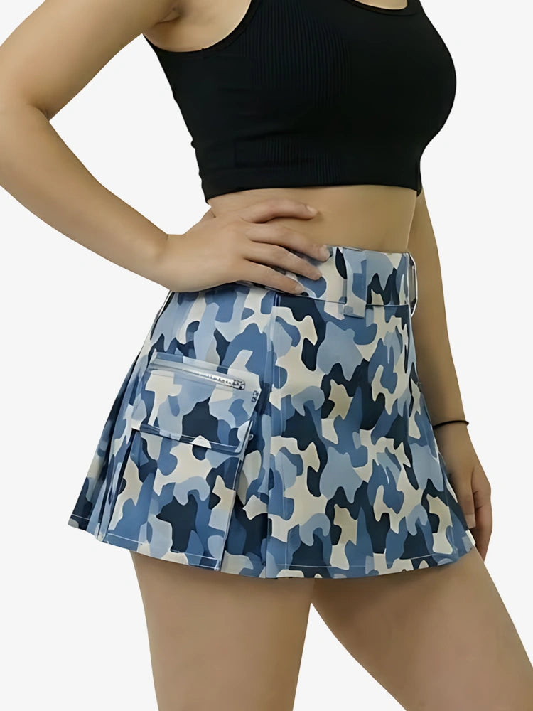 Women Blue Camouflage Utility Kilt