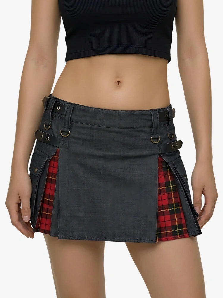 Women Buy Scottish Black Denim Kilt