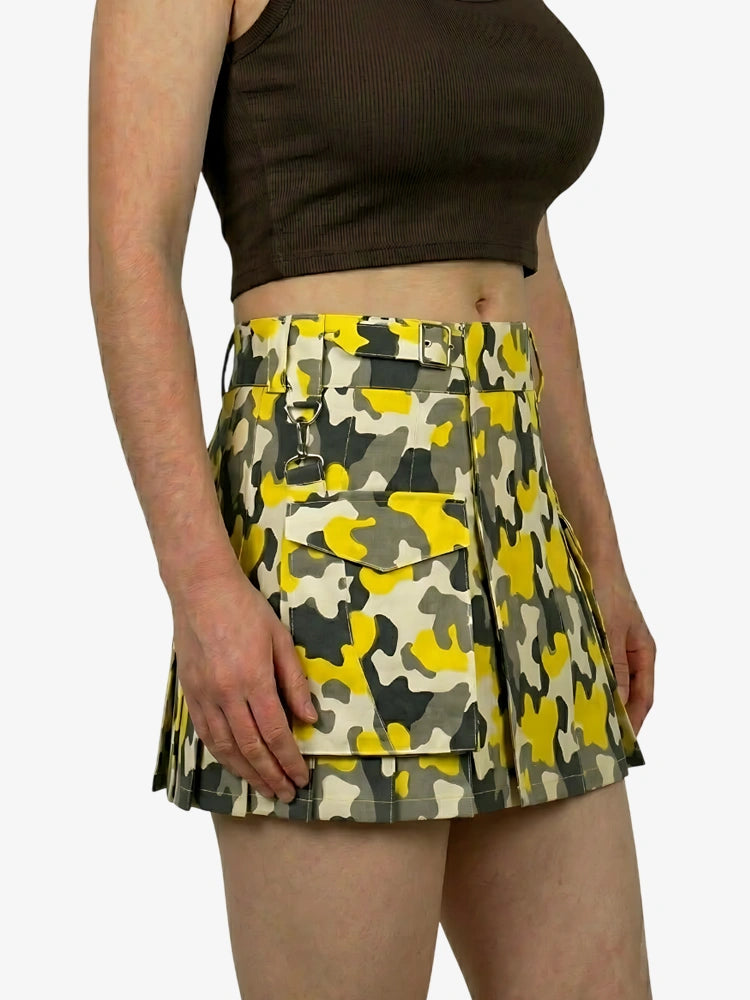 Women Modern Pattern Tactical Camo Utility Kilt