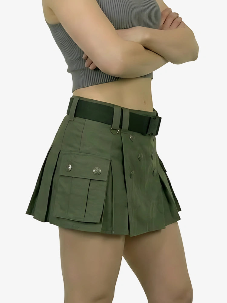Women Olive Green Utility Kilt