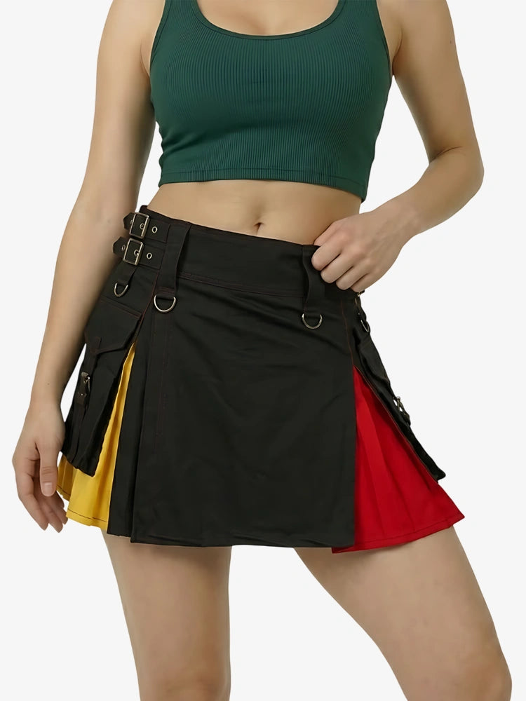 Women Rainbow Kilt with Yellow Side Panel