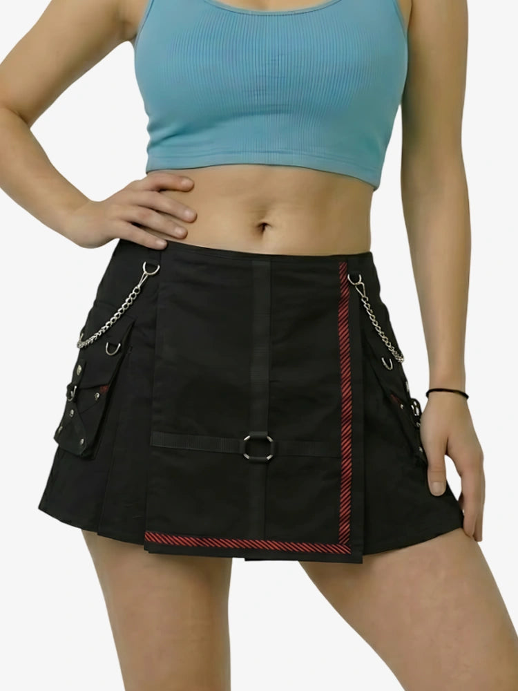 Women Stylish Black Utility Kilt