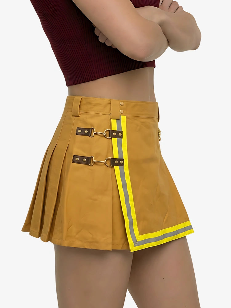 Women Yellow Firefighter Kilt with Reflective Trim